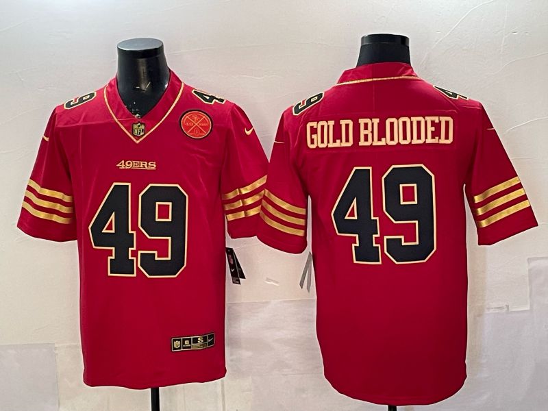 Men 2026 San Francisco 49ers #49 Gold blooded red gold Nike Limited NFL Jersey style 03